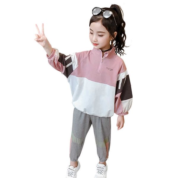

kids clothes girls cargo jacket + pants outfits patchwork sets clothing teenage children's tracksuits 6 8 10 12 14 210528, White