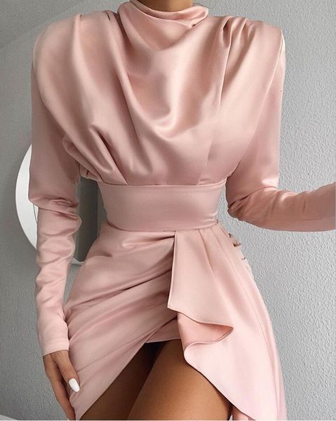 

dresses est bodycon winter runway style turtleneck long sleeve pink designer fashion evening party vestido, Black;gray