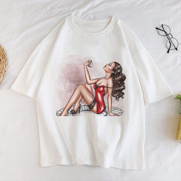 

girl sitting in womens the car harajuku graphic cartoon print korean style, White