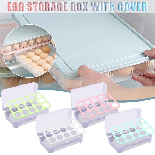 

holes egg storage box portable plastic container rack foldable refrigerator fresh-keeping with lid kitchen tools bottles & jars