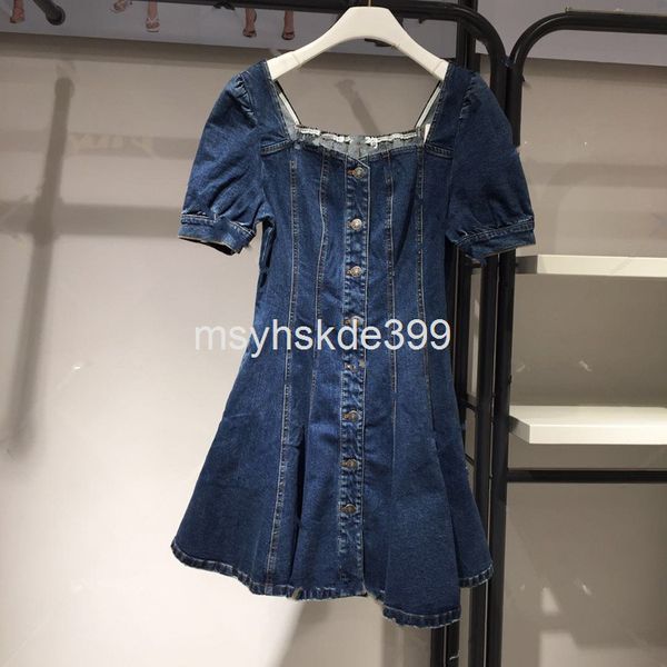 

casual dresses ms niche design spring and summer slim fit versatile wash denim skirt short sleeved dress women's fashion, Black;gray