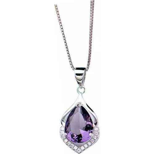 

enes store silver amethyst cubic zirconia water drop lady necklace