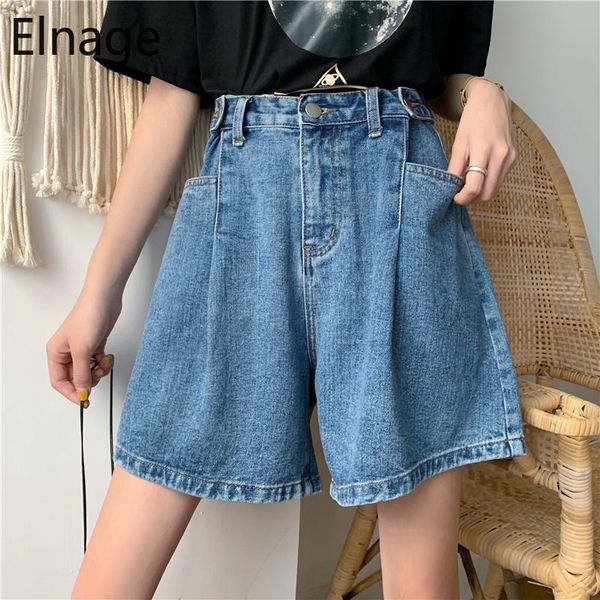 

women's jeans korean cuffs high waist black denim shorts women summer loose casual slim wide-leg short spodenki damskie 5b319, Blue