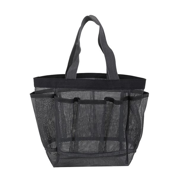 Pockets Mesh Handbag Big Capacity Beach Bath Swimming Shoes Bag Storage Womens Makeup Cosmetic Tote Washing Bags EEB5617