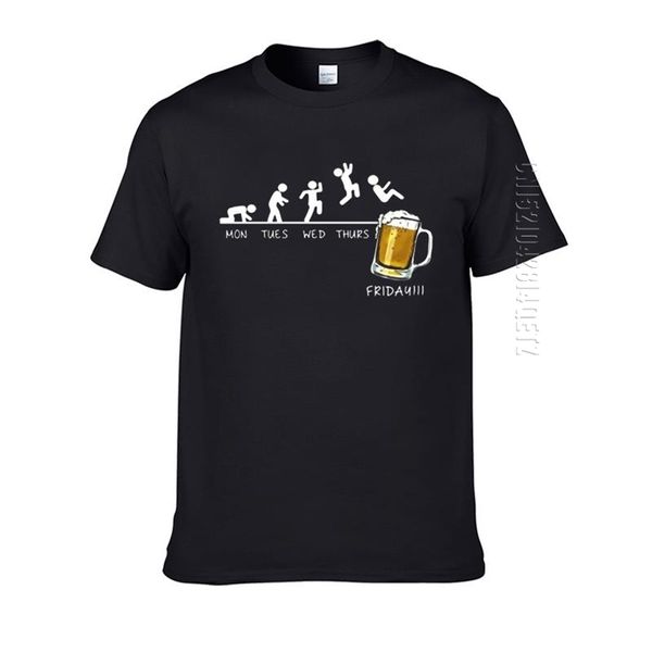 Cuma Bira İçme O Boyun Erkekler T Gömlek Zaman Takvimi Komik Pazartesi Salı Çarşamba Perşembe Dijital Baskı Pamuk T-Shirt 210707