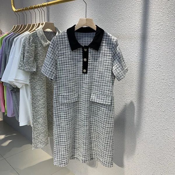 

casual dresses high version of small fragrant wind polo collar age reduction loose temperament sy2w, Black;gray