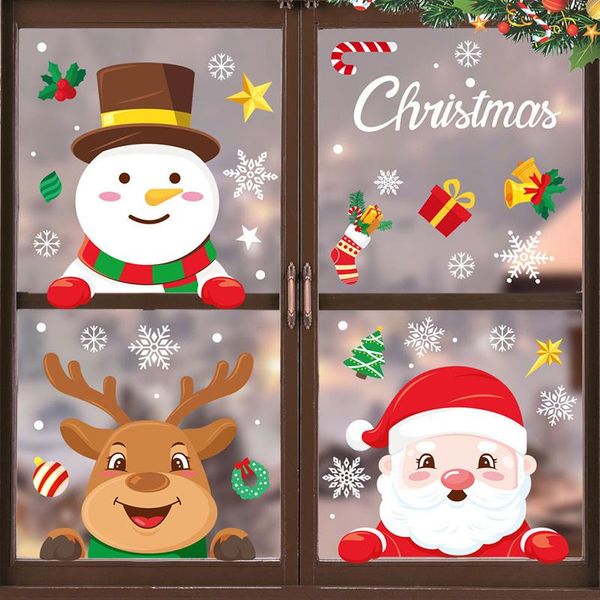 

wall stickers year christmas window santa claus snowflakes glass decals for rooms decor shopwindow posters wallpaper