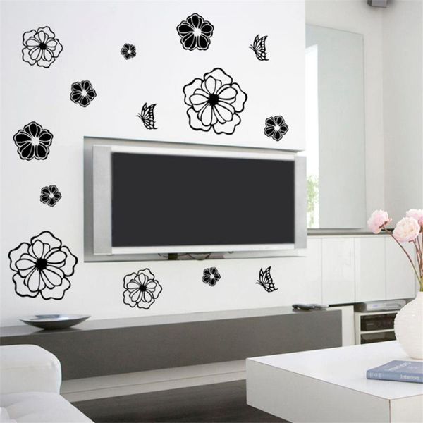 

flower wall sticker butterfly and refrigerator bathroom toilet living room art decal kids decor stickers