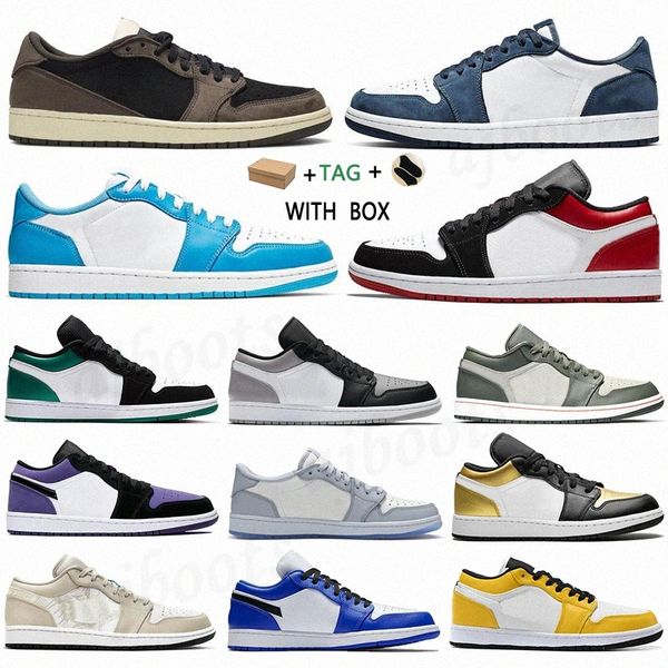 

1 1s low basketball shoes unc paris sneakers jumpman game royal gym red banned grey black sail toe gs tri-color washed denim trainers