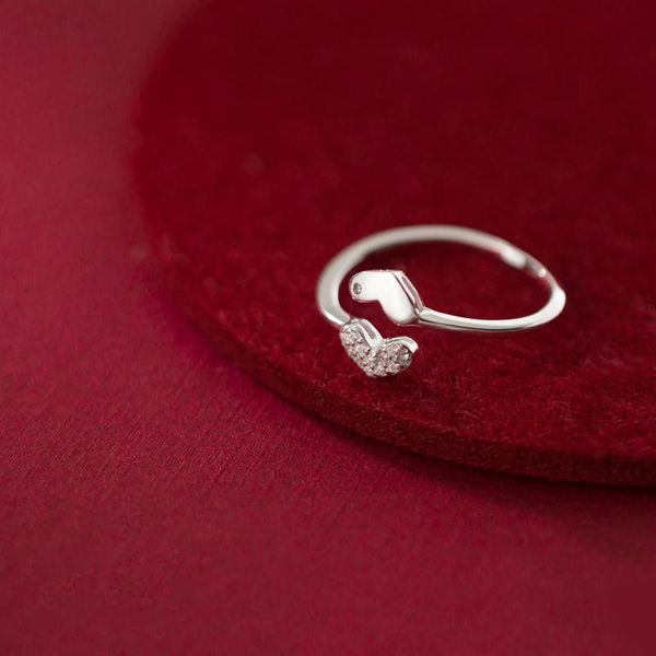 

cluster rings 925 sterling silver double love open charm boho minimalism birthday gift haut femme anillos for women jewelry, Golden;silver