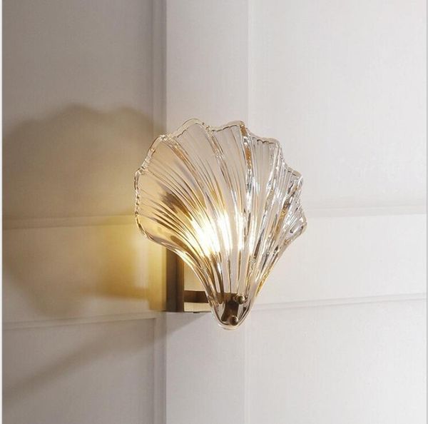 

shell wall lamp post-modern luxury bedroom bedside simple creative personality designer copper lamps