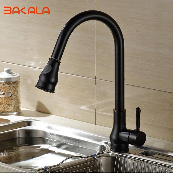 

kitchen faucets luxury chrome/black/nickel brush brass finished modern pull-out faucet deck mounted mixer tap br-9206 05mo