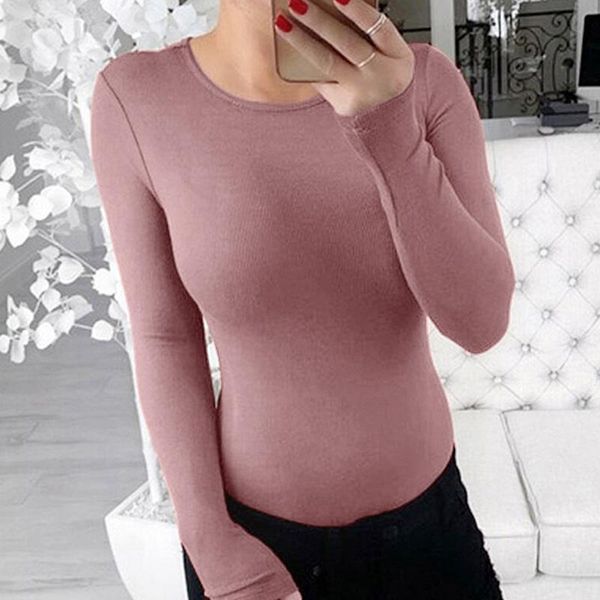 

women's jumpsuits & rompers women bodysuit female o neck long sleeve slim fit fashion solid body suit autumn winter bodycon casual, Black;white