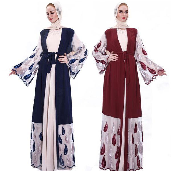 

eid mubarak open kaftan muslim abaya kimono cardigan hijab dress abayas for women islamic clothing caftan dubai musulman de mode, Red
