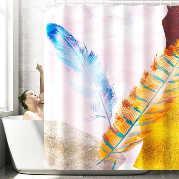 

shower curtains 180*180cm curtain feather patttern printed bathroom protective