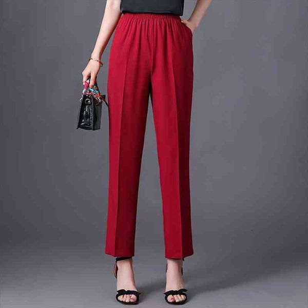 

casual harajuku pencil summer elasticity womens pants trousers solid elastic waist ankle length, Black;white