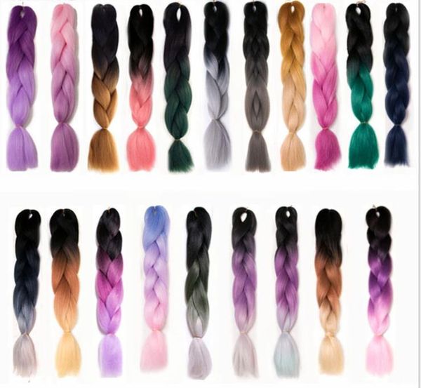 Bks Extension Prodotti per capelli 100G 24 pollici Singolo Ombre Color Verde Estensione sintetica Twist Jumbo Braiding Kanekalon Q6Txl Uhyww Drop Delive