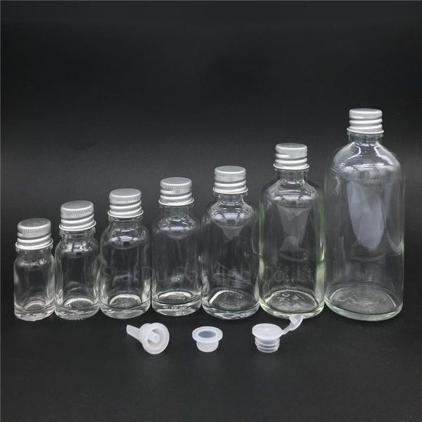 

storage bottles & jars 100x 5ml/10ml/15ml/20ml/30ml/50ml/100ml transparent glass bottle vials essential oil with aluminum cover perfume