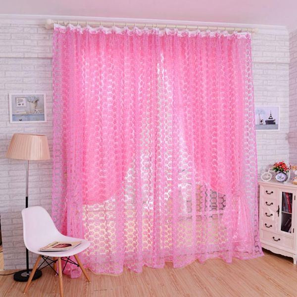 

curtain & drapes tulle sheer curtains rose divider voile curtainliving room window home bedroom decorations screening