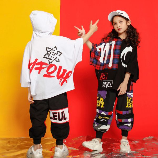

streetwear fashion suits boys elastic waist trousers girls hoodie hip hop childrens clothing casual raglan sleeves sweatshirts, White