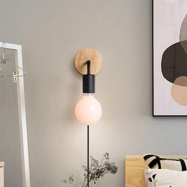 

wall lamp wood vintage sconce lights fixture bedside retro industrial decor dining room bedroom light