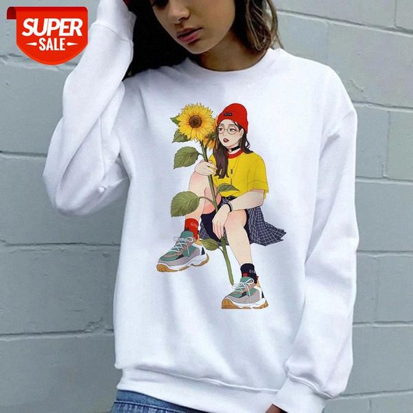

zn079-34 ladies fashion pullover sweater, round neck printed long sleeve shirt #f05j, Black