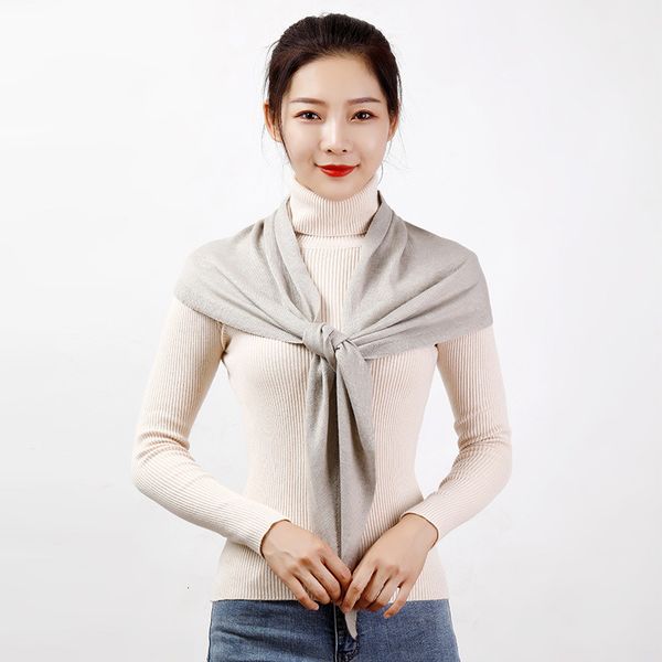

2021 winter cashmere shawl upgrade fake collar knitted cashmere spring and autumn decorative knot scarf, Blue;gray