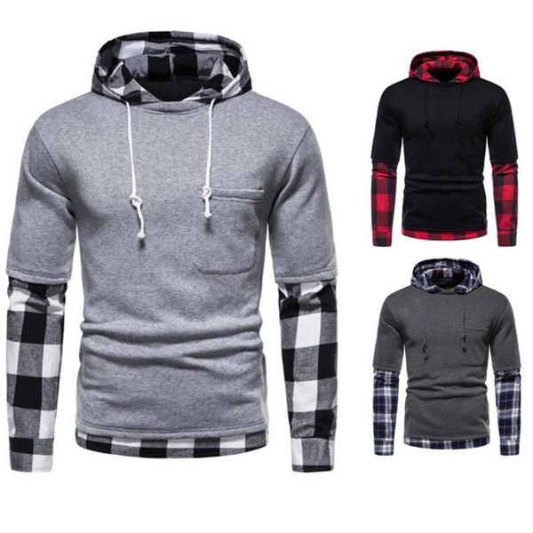 

men's hoodies & sweatshirts debracat raglan sleeve patchwork lattice hoodie casual pullover baggy hoody hooded sport gym, Black