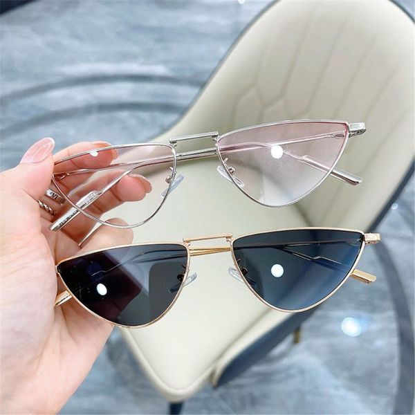 

sunglasses luxury women men cat eye triangle female male eyeglasses uv400 color lenses eyewear sun shade glasses 2021 design, White;black
