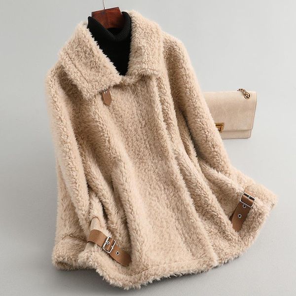 

women's wool & blends elegant short coat patchwork coats loose winter warm thicken office lady hooded cashmere overcoats 2021 jackets, Black