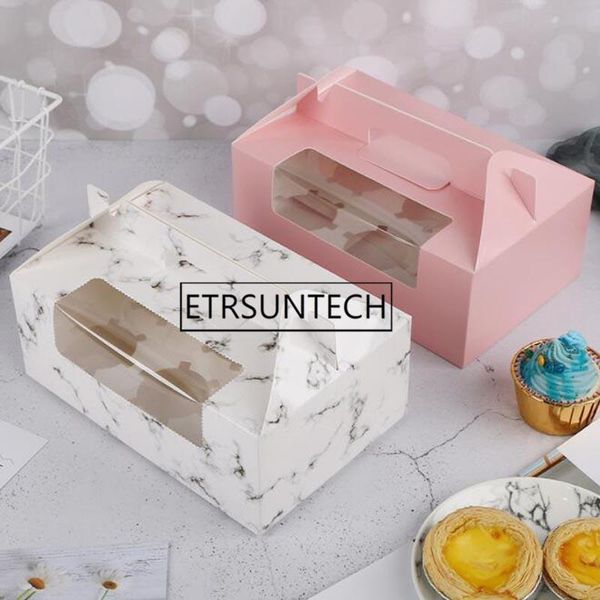 

gift wrap 100pcs paper cupcake box with window 6 holes cake muffin packing boxes wedding birthday holder packaging supplies
