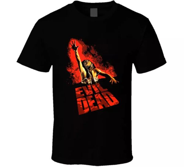 

the evil dead 80s horror classic cult poster fan t shirt, White;black