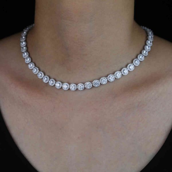

iced out bling hip hop cz tennis necklace jewelry sparking 5a round cz paved women wedding choker necklace statement jewelry x0509, Black