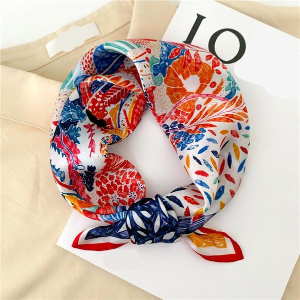 

scarves 2021 fashion printed scarf women pure silk hair band small neck for ladies bandana female foulard wraps, Blue;gray