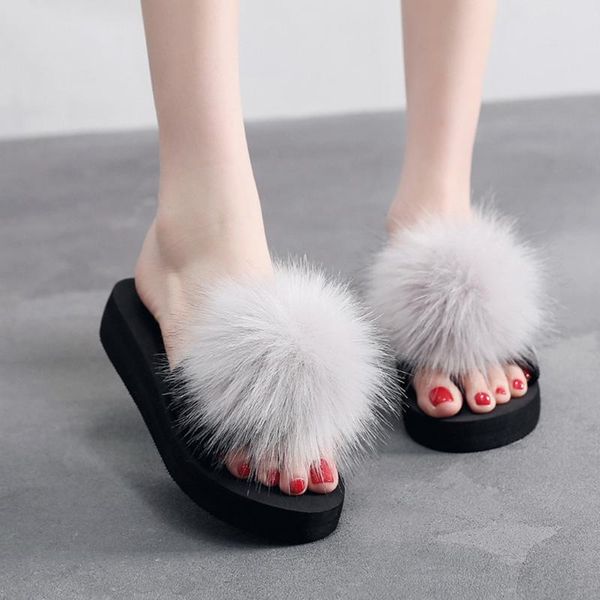 

slippers women's casual slipper flip flop sandal with faux fur flats indoor&outdoor non-slip womens ladies' home shoes #3, Black