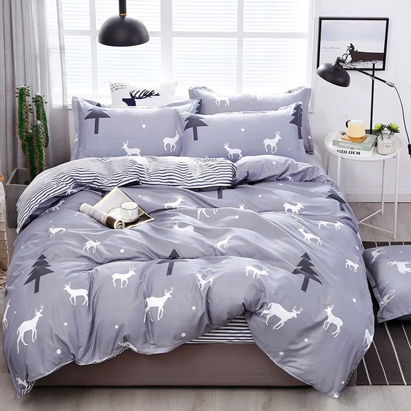 

bedding sets solstice home textile christmas moose duvet cover pillowcase flat bed sheet girl teen boy linens set king 4pcs df19