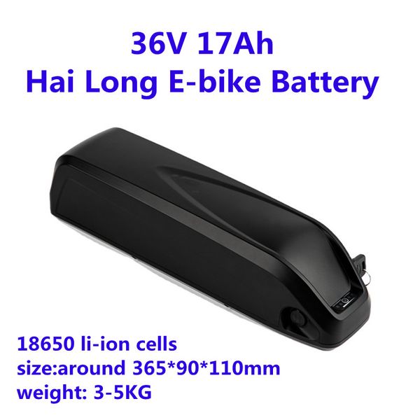 GTK Hai Long 36V 17Ah Bicicleta Elétrica Battery Battery Battery Recarregável 10S 18650 Li-ion impermeável