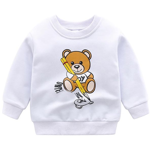 

kids clothing cartoon bear boys girls clothes long sleeve baby sweatshirts t-shirts pullover outfits 220309, Black