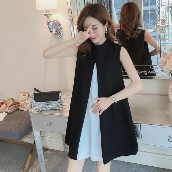 

18135# maternity clothes summer cotton slimming loose stylish a line dress pregnant women mom dresses, White