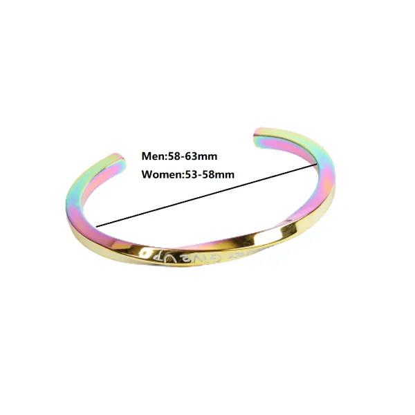 Bangle Never Give Up Titanium HipHop Bracciale da donna Bracciale da uomo Gioielli 1289