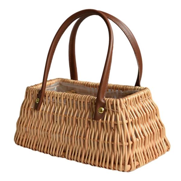 

storage baskets woven flower basket multifunctional portable camping picnic orginazer home decor