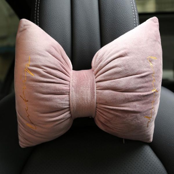 

seat cushions nordic car headrest neck protection cushion bow stamping fashion