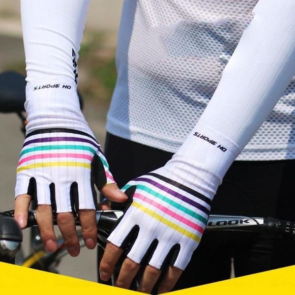 

cycling gloves nylon anti slip gel pad bicycle with socks short men breathable outdoor finger sports half bik t5b6, Black