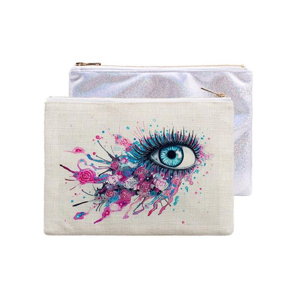 

storage bags personalized custom printing po sublimation linen glitter makeup bag