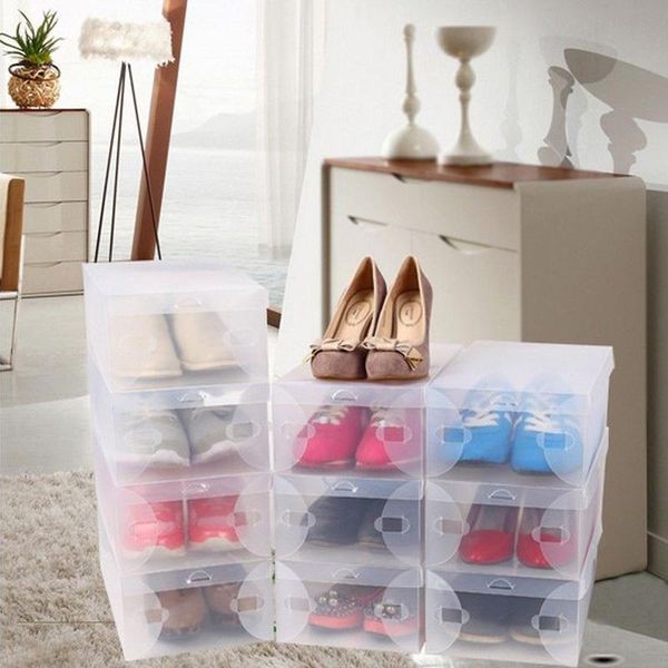 

clothing & wardrobe storage 10pcs plastic transparent shoebox home shoe boot box stackable foldable organizer container multifunction shoeor