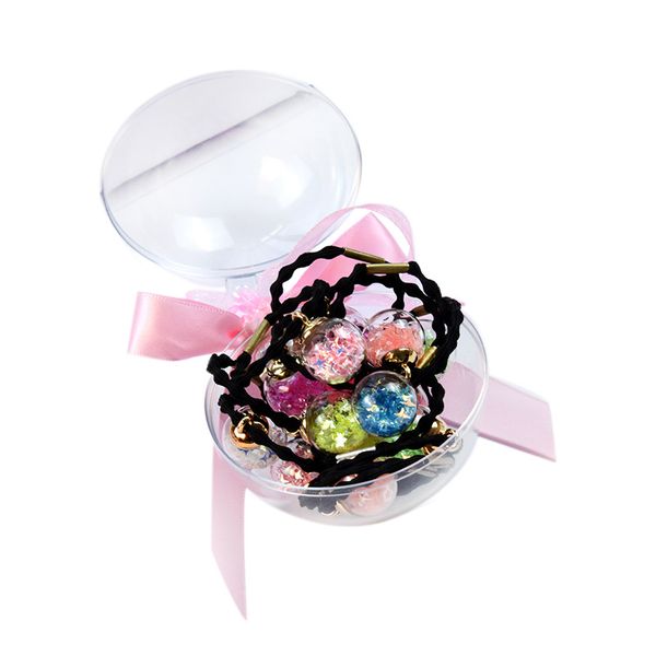 

children's headrope south korea girl rubber band princess glass ball hair circle cute baby headwear set manufacturers wholesale, Slivery;white