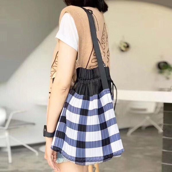 

waist bags miyake pleated plaid bag women's shoulder designer aesthetic handbag