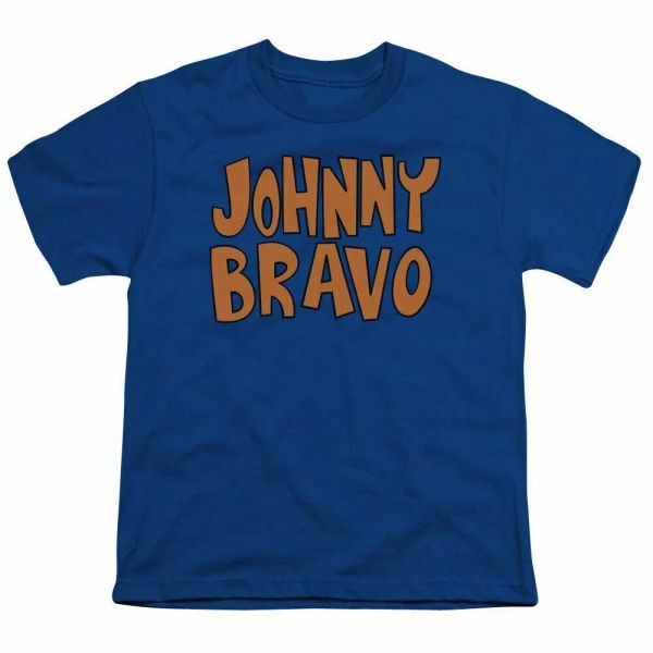 

johnny bravo jb logo kids youth t shirt licensed cartoon tee royal blue, White;black