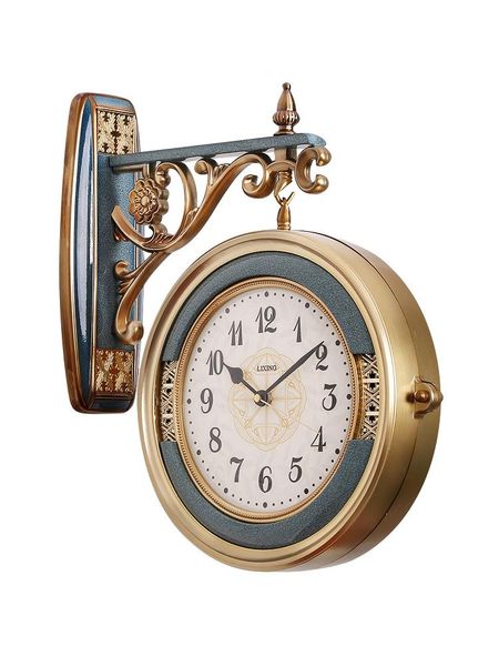 

wall clocks big metal clock european double sized silent modern creative luxury watch gold reloj cucu living room decor ec50wc