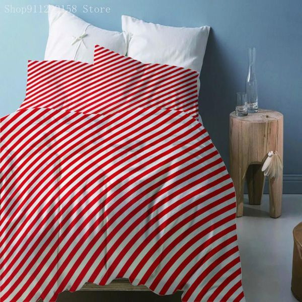 Set di biancheria da letto Set di 3 pezzi con motivo rosso a righe stampato in 3D King Size Copripiumino colorato per camera da letto singolo doppio stile fresco